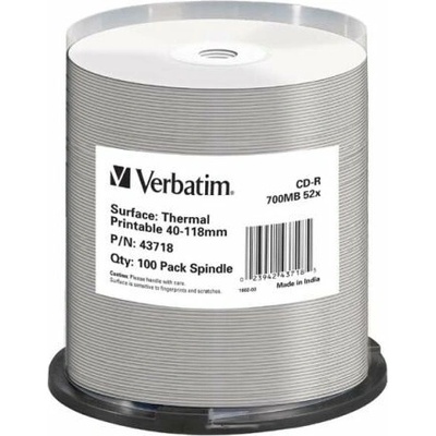 Verbatim CD-R 700MB 52x, printable, spindle, 100ks (43718)