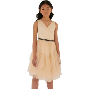 Image 1 of Guess Елегантна разкроена рокля в кремаво със златисти детайли Guess