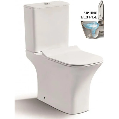 Inter Ceramic Моноблок ICC 7837P/PP RIMLESS, Inter Ceramic, седалка и капак, порцелан, бял, 77x66.5x35.5см (7837P/PP RIMLESS)