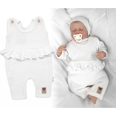 Baby Nellys Pletené láclové nohavice Girl s volánikom biele