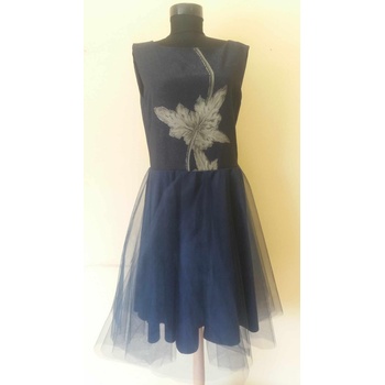 Image 1 of Rumena Дамска рокля с пола от тюл с пано цвете rumena