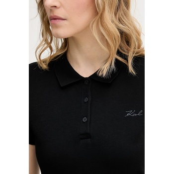 Karl Lagerfeld тениска с яка дамска памук с еластан (B2W17097)