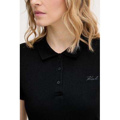 Karl Lagerfeld тениска с яка дамска памук с еластан (B2W17097)