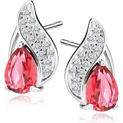 Moonlit Stříbrné náušnice Celestia Grace Ruby FD_76590