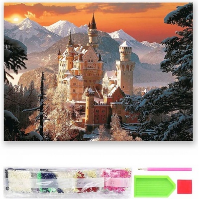 SMT Creatoys Diamantový obrázek Neuschwanstein v zimě 40 x 30 cm s doplňky v blistru 7 x 33 x 3 cm – Hledejceny.cz