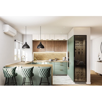 IRIM Модулна кухня City 9140 корпус сонома арвен 629 / фронт олив мат, крийм гланц и дъб натурал 12