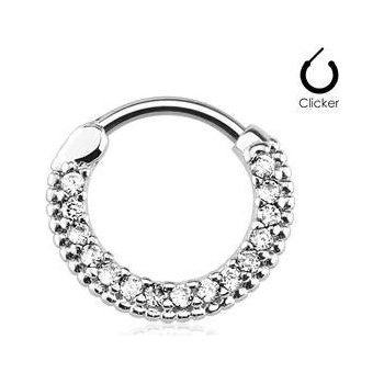 Šperky4U ocelový piercing do nosu septum, čiré kamínky NS0031-C