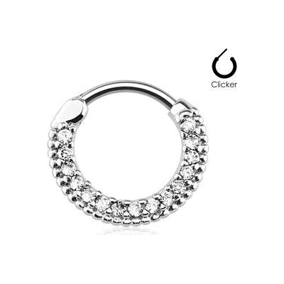 Šperky4U ocelový piercing do nosu septum, čiré kamínky NS0031-C