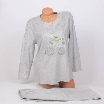 Image 1 of Дамска макси пижама в сиво с череши