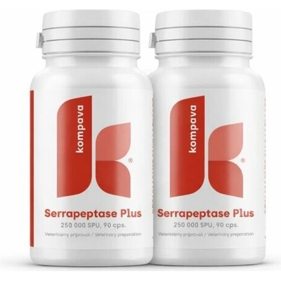 2 x Kompava SERRAPEPTASE PLUS 250 000 SPU proteolytický enzým 180 kapsúl celkom