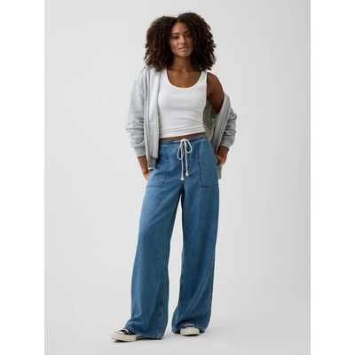 GAP Džíny Mid Rise Wide-Leg SuperLight Tmavě modrá