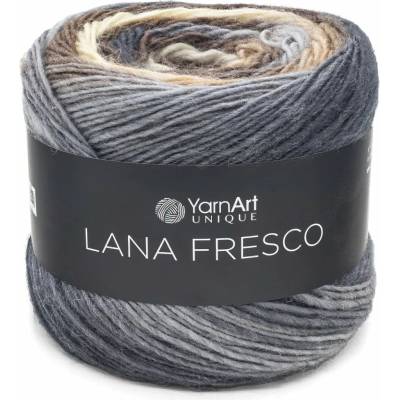 YarnArt Pletací příze LANA FRESCO 8114 šedo-béžovo-hnědá melírovaná, klasická 100g/380m
