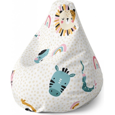Sablio sedací vak Pear hroch, zebra a slunce 140 x 100 x 25 cm