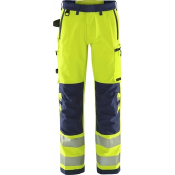 Fristads Green výstražné strečové nohavice 2645 GSTP Výstražná žltá Námornícka modrá