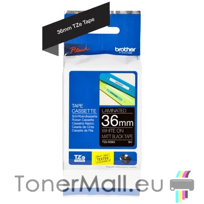 Brother Matt Laminated Labelling Tape White on Black Brother TZE-M365
