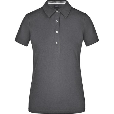 James & Nicholson Polokošile JN 969 button-down krátký rukáv dámská COT-020969l1801 Šedá grafitová bílá