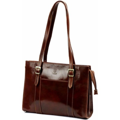 Florence dámska kožená kabelka A4 54 Brown Shoulder Shopper