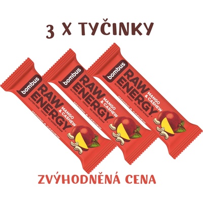 BOMBUS RAW ENERGY Mango&Kešu 3x50 g