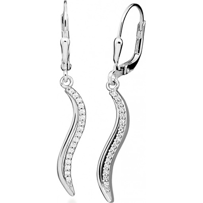 Silver Cat Stříbrné visací náušnice s čirými zirkony Beauty SC597