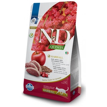 Image 1 of Farmina N&d cat grain free quinoa hairball - пълноценна храна, предназначена да насърчава отделянето на космени топки, за котки над 1 година, с патица, киноа, ябълка и червена боровинка - 1500 гр pnd0150078