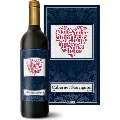 Sablio Moje srdce bije iba pre Teba Cabernet Sauvignon Červené víno 12 % 0,75 l (holá fľaša)