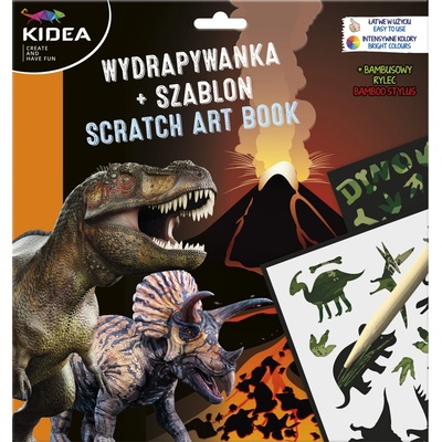 Kidea vyškrabovacie obrázky a šablóna Dino