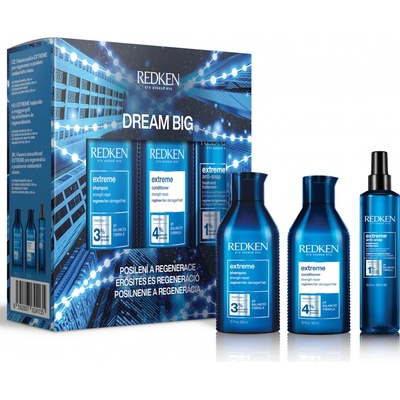 Redken Extreme Dream Big šampón Extreme 300 ml + kondicionér Extreme 300 ml + starostlivosť na vlasy Extreme Anti-Snap Treatment 250 ml