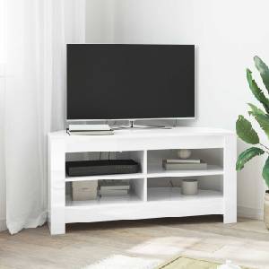 vidaXL Ъгловшкафзателевизор 102 x 41 x 50 cm Бял гланц (889779)