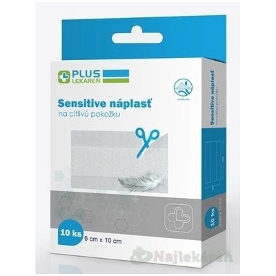 PLUS LEKÁREŇ Náplasť sensitive na citlivú pokožku 6 x 10 cm, 10 ks