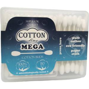  Cotton line клечки за уши, Мега много памук, 110 броя