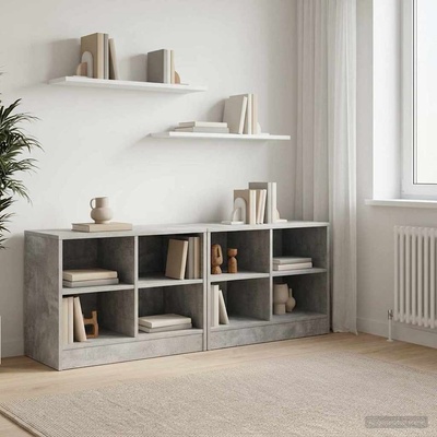 vidaXL Шкаф за легло с рафт 2 бр. Бетонно сиво 66 x 33 x 48 см (893726)