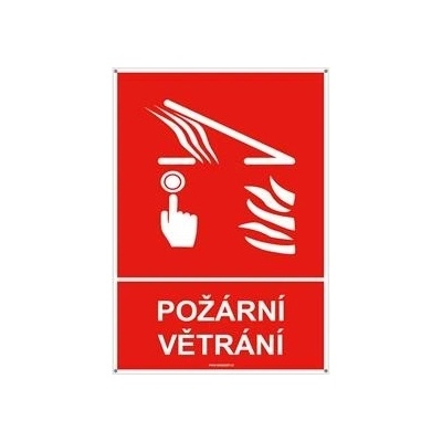 Požární větrání s textem - bezpečnostní tabulka s dírkami, plast 2 mm 148x210 mm