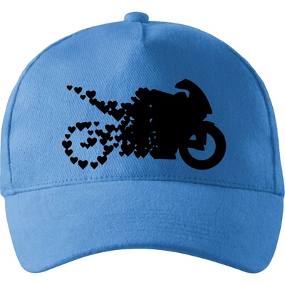 Moto love so zahnutým šiltom a mosaznou sponou Univerzálna Svetlomodrá