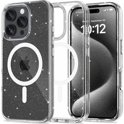 Magsafe Блестящ Калъф за iPhone 16 Pro, Tech-Protect Hybrid FlexAir Glitter Clear Case, Прозрачен (5906302311446)