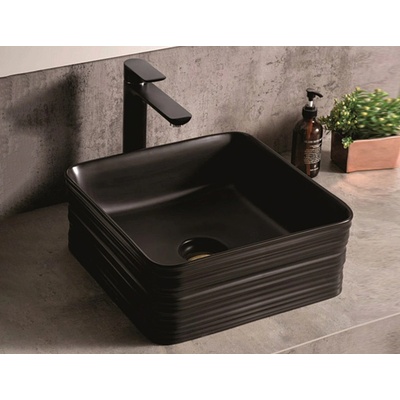 Inter Ceramic УМИВАЛНИК ВЪРХУ ПЛОТ ICC878B 39х39x15см БЕЗ ОТВОР ЧЕРЕН (ICC878B)