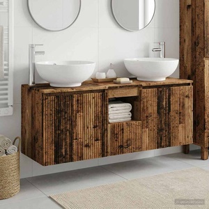 vidaXL Комплект шкафове за баня 3 бр. Старо дърво 49, 5 x 44, 5 x 65 см (3405705)
