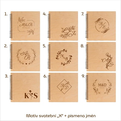 GEDEON Fotoalbum na fotorůžky 24x24 cm 40 stran Plywood GRAVÍR Motiv gravíru: Vlastní motiv nad 225 cm2