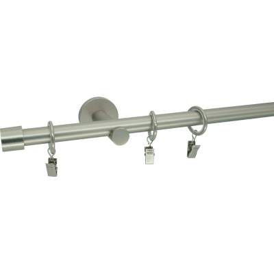 KovovégarnýžeCZ Rullo modern 19 mm Jednořadá prodloužená Kroužky s žabkou matný nikl 180 cm