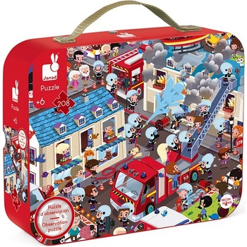 Image 1 of Janod Кръгъл пъзел Janod от 208 части - Пожарникари (J02793)