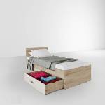 Bogdan Furniture I Детско легло Mod 2033 с чекмеджета, Сатен/Сонома арвен