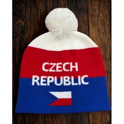 Zimní pletená čepice Czech Republic s bambulí