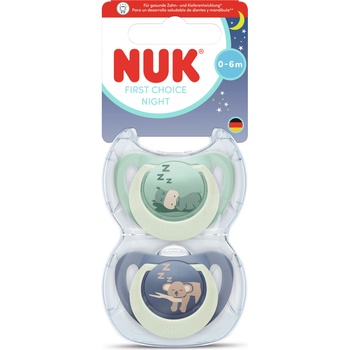 Nuk First Choice биберон залъгалка, силикон, 0-6 мес. , 2 бр. , Night, Хипо/Коала (10175386)