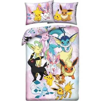 Halantex obliečky z mikrovlákna Pokémoni motív Pikachu a Eeveelutions 70x90 140x200