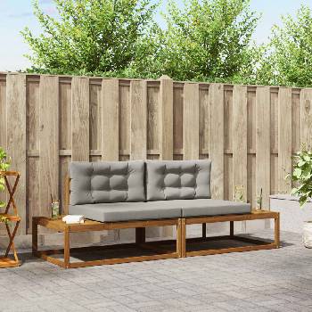 vidaXL Комплект дивани за открито 2 Брой Естествено и светло сиво (3368124)