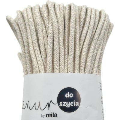 MILA šňůry na šití 7mm/50m GLITTER ecru stříbrná