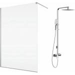 SanSwiss Комплект душ кабина SanSwiss Easy Walk-In, хромирана, 100x200 см, и душ колона Omnires Parma, хромирана (STR4P1005007+PM7444CR)