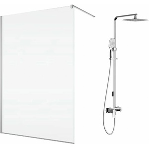 SanSwiss Комплект душ кабина SanSwiss Easy Walk-In, хромирана, 100x200 см, и душ колона Omnires Parma, хромирана (STR4P1005007+PM7444CR)