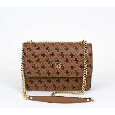 Bagger dámska kožená klopová crossbody kabelka s tlačeným vzorom stredná hnedá 0166