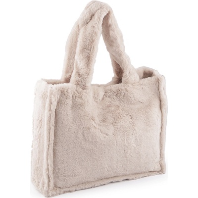 Prima-obchod kožešinová taška kabelka 44x35 cm béžová světlá