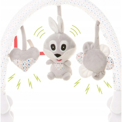 4Baby plyšový oblúk s hračkami Rabbit sivý